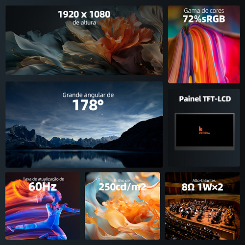 Monitor Game Portátil 15.6 1080p Hdr 100% Rgb Contraste Ips