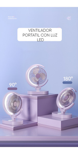 Ventilador De Escritorio Con Lámpara Recargable Portátil