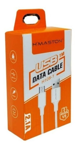 Cabo Usb Tipo V8 2.1a Com 1 Metro Hmaston H108-1 Cor Branco