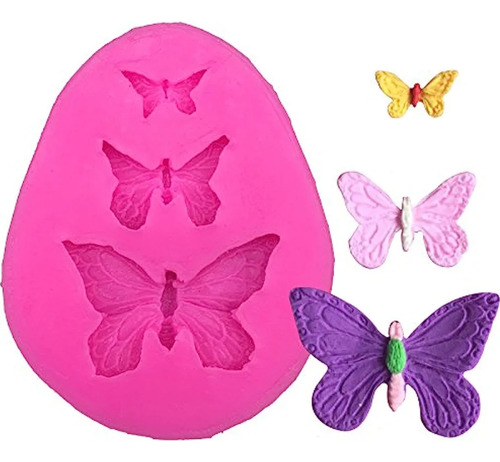 Molde De Silicona 3 Mariposas Deco Tortas ,porcelana,fondan