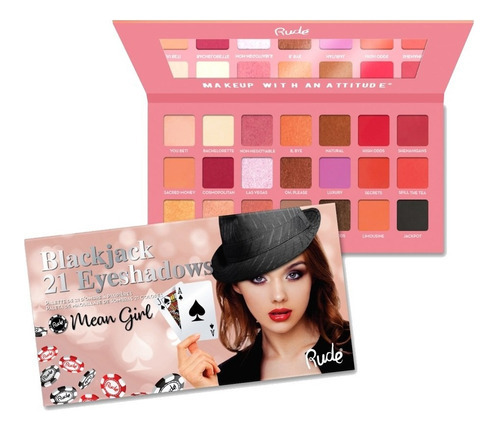 Paleta De 21 Sombras Para Ojos Blackjack Mean Girl Rude Cosmetics 