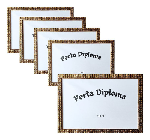 Kit 5 Porta Diploma / Certificado 21x30 Moldura Gravada 2cm