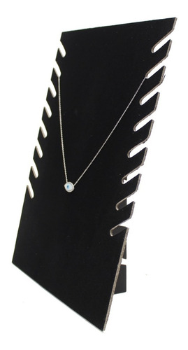 Imagen 1 de 6 de Exhibidor Mostrario 8 Cadenas Collar Terciopelo Negro Plano