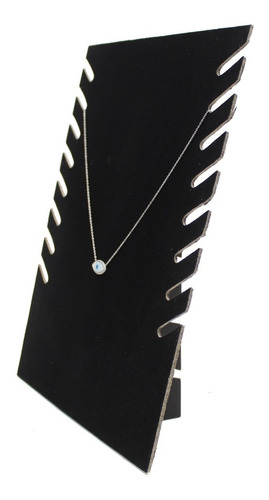 Exhibidor Mostrario 8 Cadenas Collar Terciopelo Negro Plano