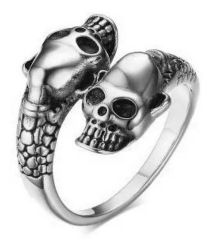 Anillo Doble Calavera Ajustable