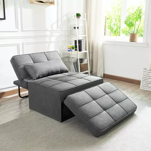 Sofá cama plegable convertible – Silla de cama con almohada, moderna tela  de lino para suelo y futón, colchón plegable para sala de estar,  dormitorio