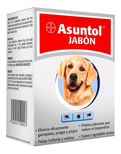 Imagen 1 de 3 de Asuntol Jabon Bayer 100gr Pulgas Garrapatas Piojos