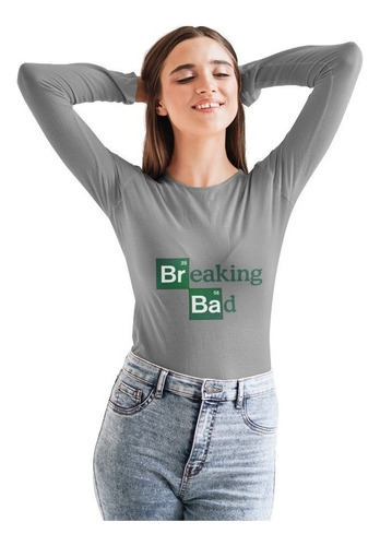 Polera Manga Larga Breaking Bad Logo Estampado De Algodon