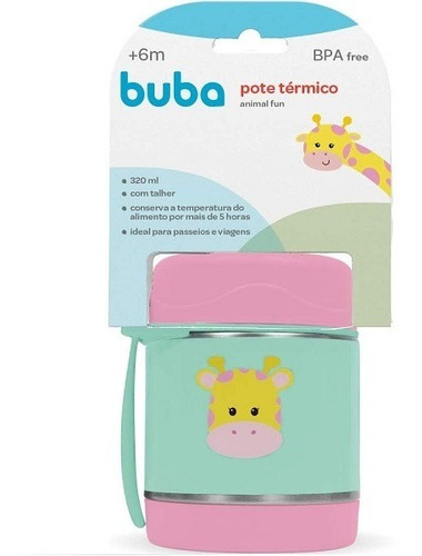 Pote Termico Infantil Bebe Aço Inox Animais C/ Colher Buba