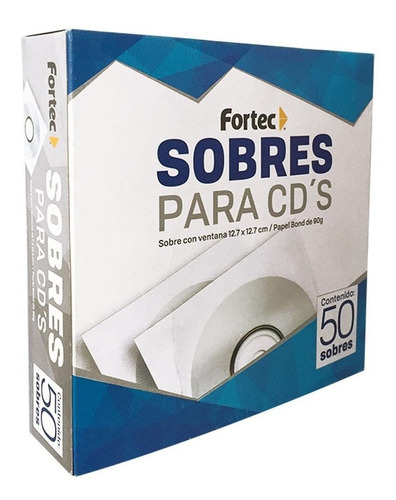 Sobres Para Cd's Con Ventana Fortec Caja Con 50 Pz 