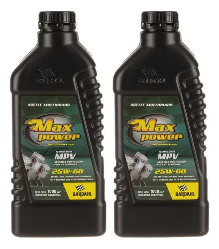 Kit Aceite Max Power Mineral 25w60 Bardahl 1l X 2uni