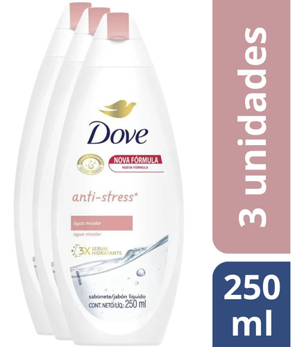 Kit 3 Sabonetes Líquidos Dove Água Micelar 250ml