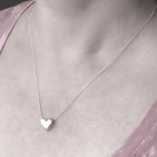 Imagen 3 de 10 de Cadena Con Dije Corazón Collar Chico Plata 925 (arg50042)