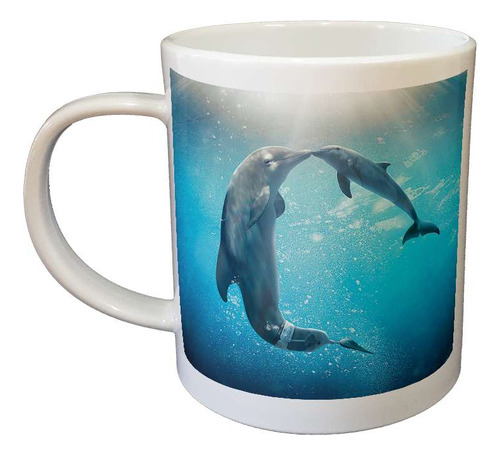 Taza De Plastico Delfines Madre Hijo En El Agua Abrazo