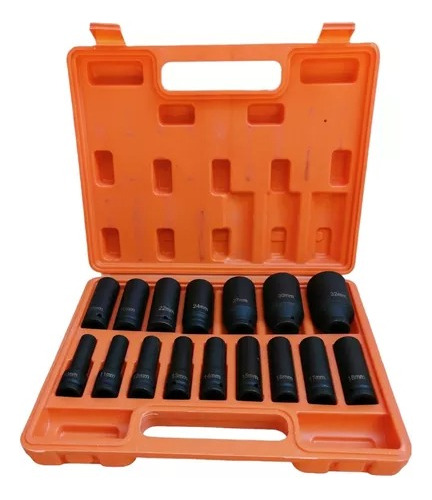 Juego Kit Set Dados De Impacto 1/2, 16 Piezas De 10 A 32 Mm