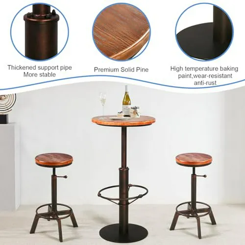Mesa Alta Vintage Para Cocina O Bar, Estilo Industrial, Cobr