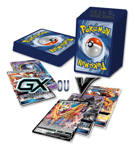 Kit Lote Pokémon 50 Cartas + Gx + Lendário + Brinde