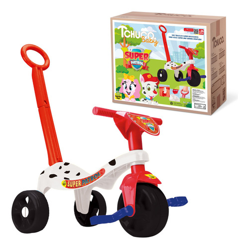 Triciclo Motoca Infantil Alça Passeio Velotrol Super Patrol Cor Vermelho