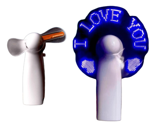 Ventilador Portátil Recargable Frase I Love You Con Luz Led