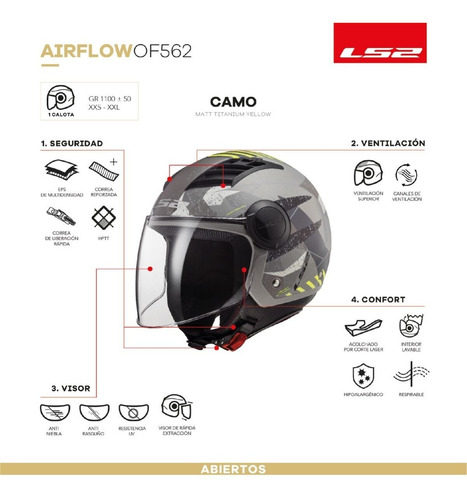Imagen 4 de 5 de Casco Moto Abierto Ls2 562 Airflow Graficas Full Devotobikes
