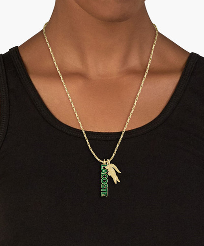 Collar Con Cadena Lacoste 2040488 Unisex Chapa De Oro