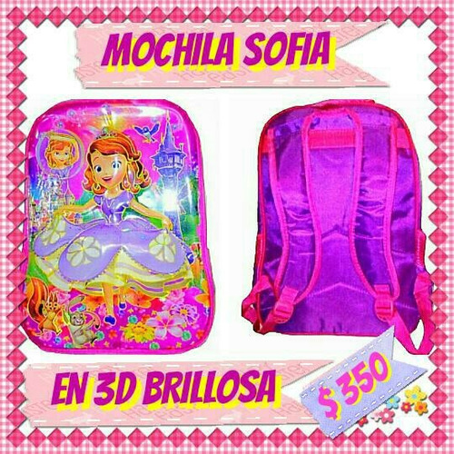 Mochila Escolar  De Princesita Sofia Con Holograma Animado