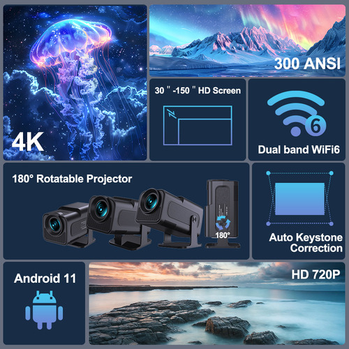 Proyector Portatil Hy320 Auto Keystone,500ansi Smart