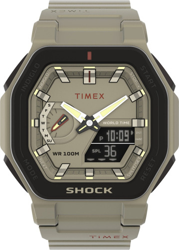 Reloj Timex Tw2v35500 Command Encounter Sumergible 100m Color De La Malla Beige Color Del Bisel Beige Color Del Fondo Beige