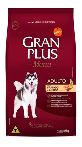 Gran Plus Ração P/ Cães Menu Adulto M/ G Frango E Arroz 15kg