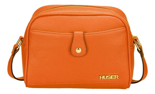Bolsa Croosbody Huser Con Logo Estampado Para Mujer Acabado de los herrajes Oro Color Naranja Color de la correa de hombro Sin correa Diseño de la tela Liso