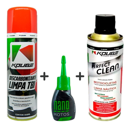 Kit Moto Koube Perferct Clean + Limpa Tbi + Nano Motos