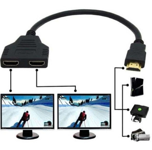 Imagen 1 de 8 de Cable Adaptador Hdmi A 2 Hembra Splitter X 2 Monitores 1080p