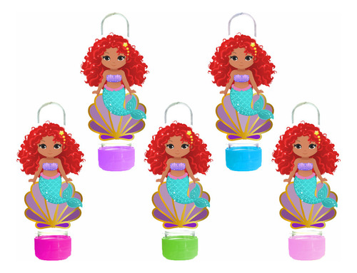 50 Tubetes 13cm Para Doces Pequena Sereia Ariel Morena