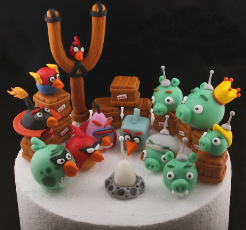Angry Birds Space Combo En Porcelana Fria Adorno Torta