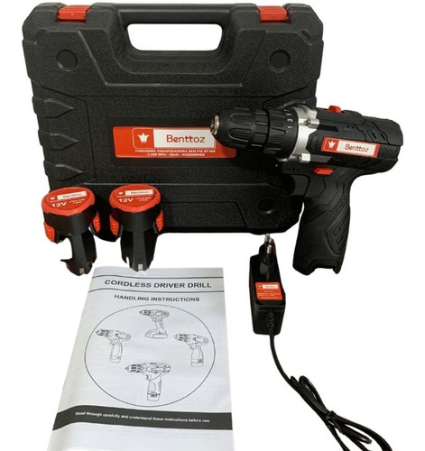 Furadeira Parafusadeira Benttoz 2 Baterias 12v + Kit C/ Bits