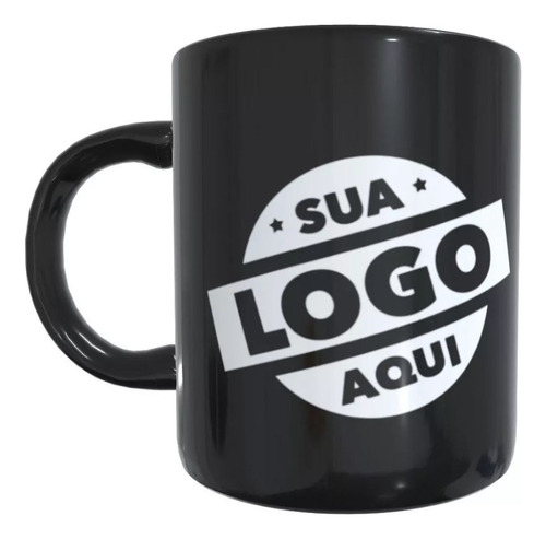 Caneca Xicara Preta Personalizada Logo Marca Empresa + Nf 