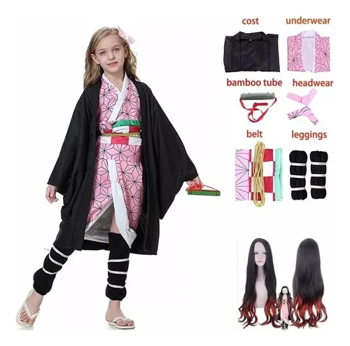 comprar 24 Kimetsu No Yaiba De Niño Cosplay Nezuko Kimono Traje+peluca