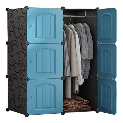 Guarda Roupa Portátil Modular Arara Cabideiro Azul Luxo