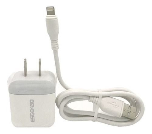 Cargador Qc3.0 De Carga Rapida 2 Usb Eseekgo Ip7/8 Color Blanco