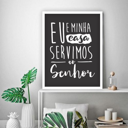 Quadro Moldura Vidro 30x40 Eu Minha Casa Servimos Ao Senhor