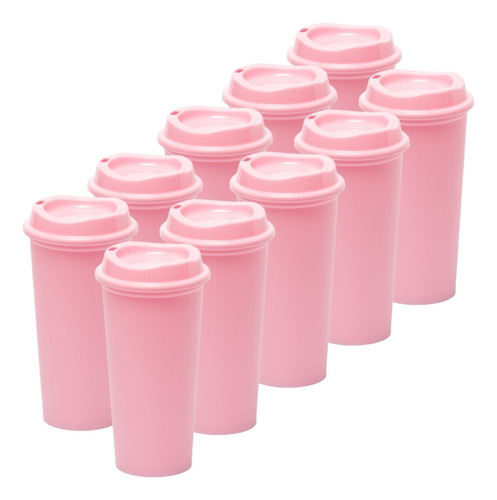 10 Vasos Reusables Para Cafe Tipo Star 20 Oz Bebida Caliente Rosa Pastel