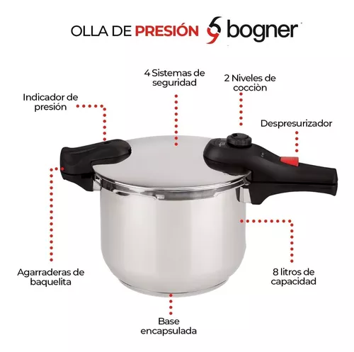 Olla de Presión Acero Inoxidable 6 Litros Bogner