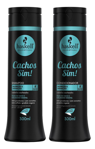 Kit Shampoo Condicionador 300ml Haskell Cachos Sim