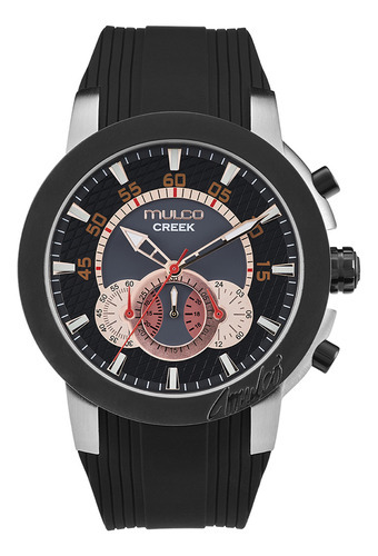 Reloj Casual Mulco Mw-3-22803-023 Creek Color de la correa Negro Color del bisel Plateado Color del fondo Negro