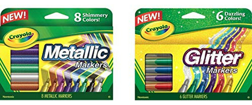 Crayola Metallic Markers 8 Count, Glitter Markers 6 Coun