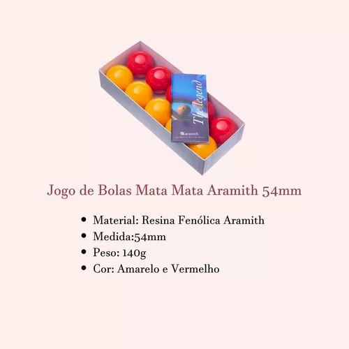 Jogo De Bolas 54mm Mata-mata Aramith Sinuca Snooker