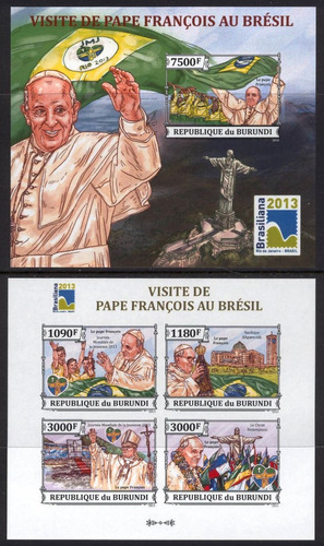 Papa Francisco En Brasil - Burundi - Hojita + Block Mint