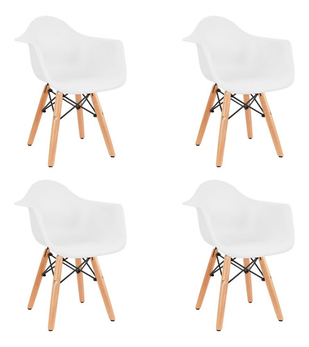 4 Sillas Eames Infantil Con Descansabrazos - Duduk Blanco