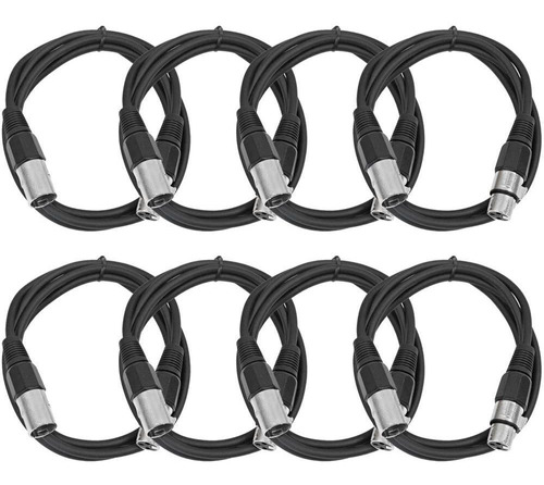 8 Cables De Conexion Audio Xlr 3 Pines Macho A Hembra, Ne...