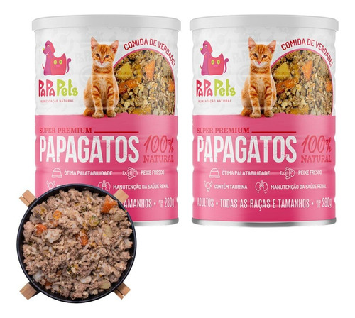 Kit Papapets 2 Latas Alimentação Úmida Para Gatos Natural